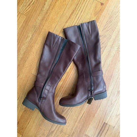 Cole Haan Womens Leather Knee Zip Up Waterproof Boots Blrown Size 5 B - Picture 1 of 8